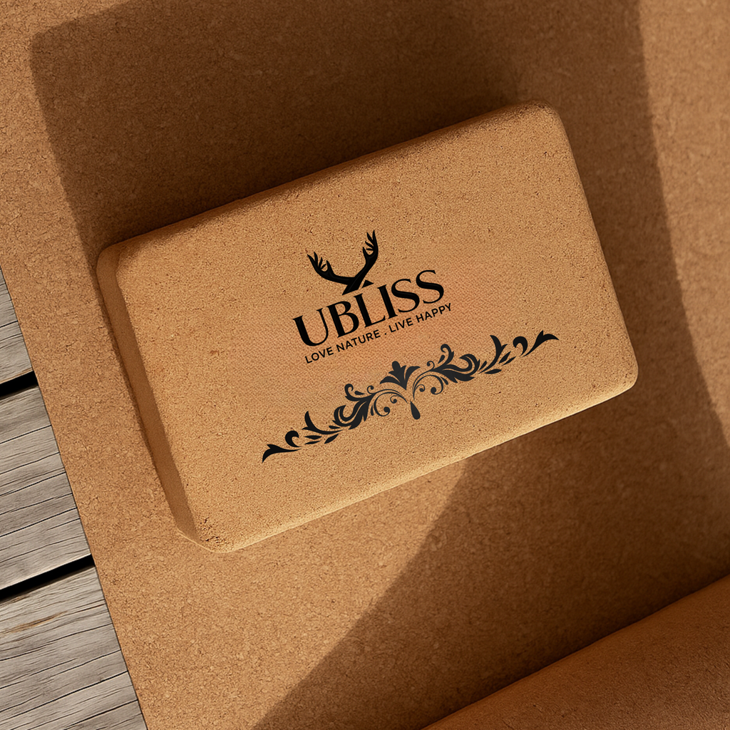 UBliss Cork Yoga Block | Eco-Friendly, Non-Slip & Durable | Support for Yoga, Pilates & Meditation