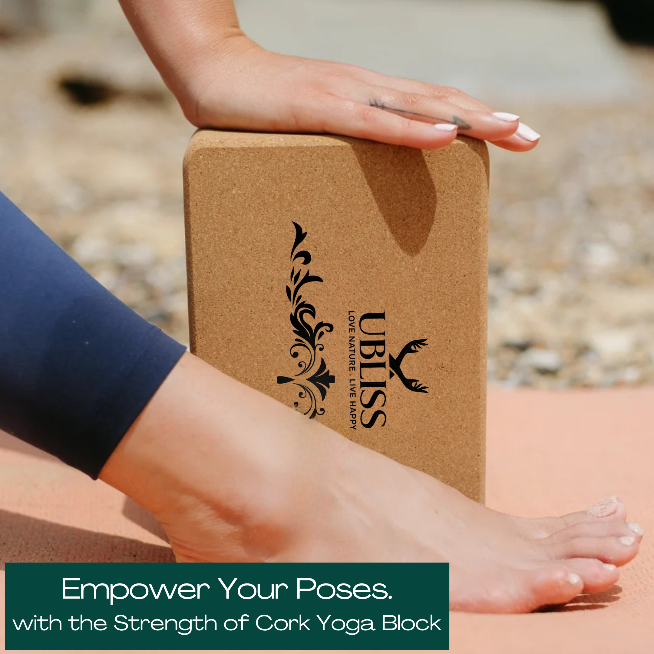 UBliss Cork Yoga Block | Eco-Friendly, Non-Slip & Durable | Support for Yoga, Pilates & Meditation