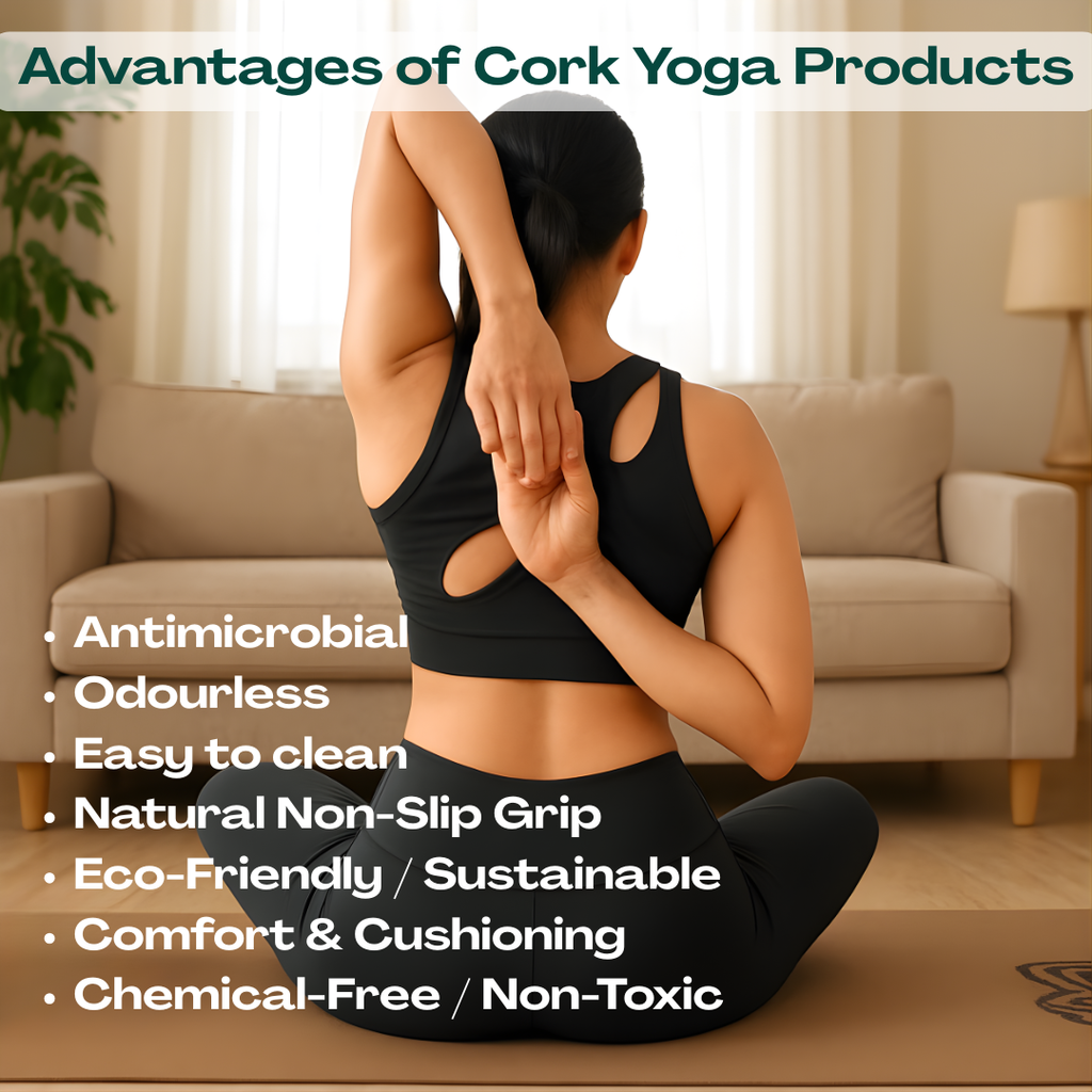 UBliss Ultimate Cork Yoga Combo Set – Extra-Wide Mat, 2 Yoga Blocks, Roller, 2 Massage Balls & Peanut Ball for Full-Body Support & Recovery