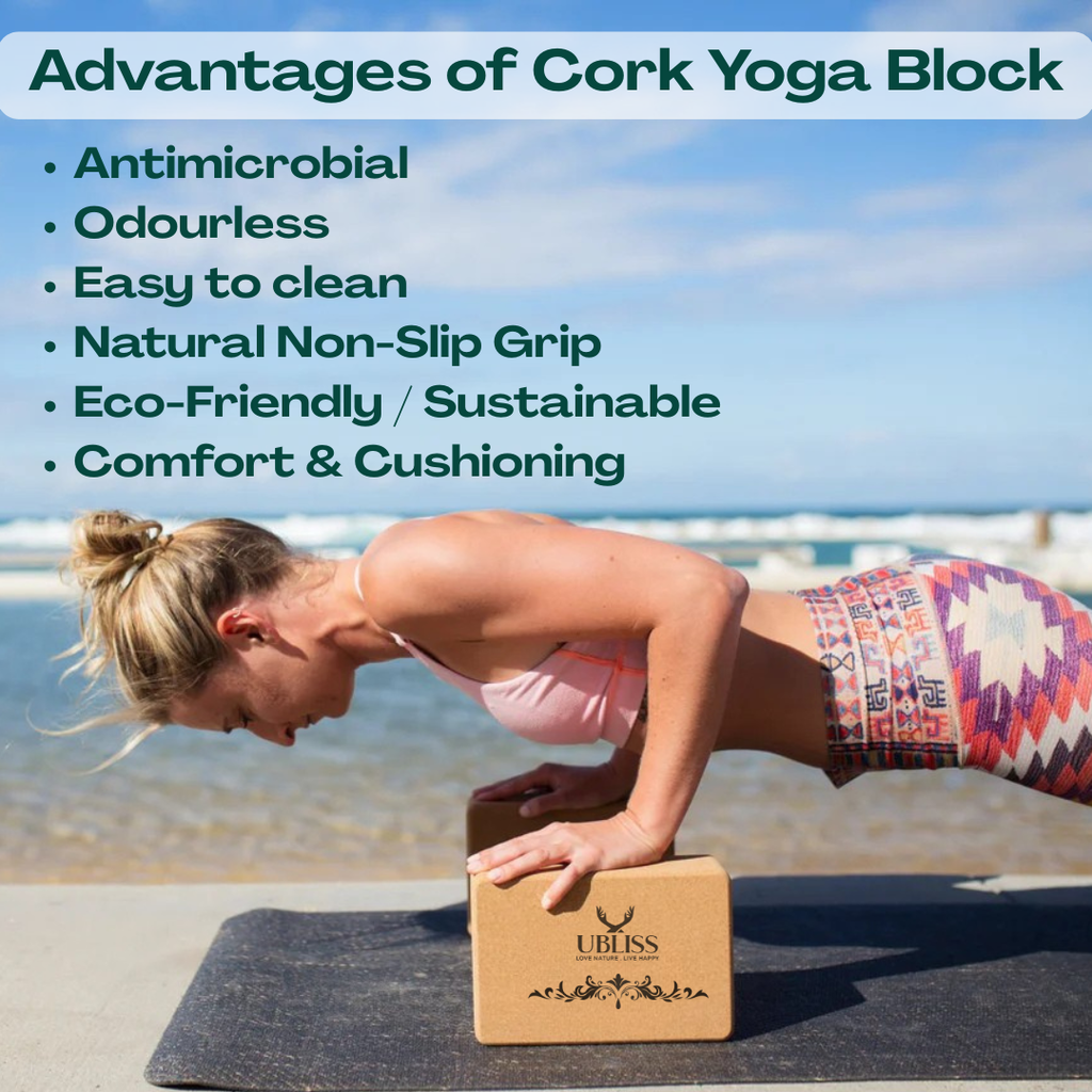 UBliss Cork Yoga Block | Eco-Friendly, Non-Slip & Durable | Support for Yoga, Pilates & Meditation