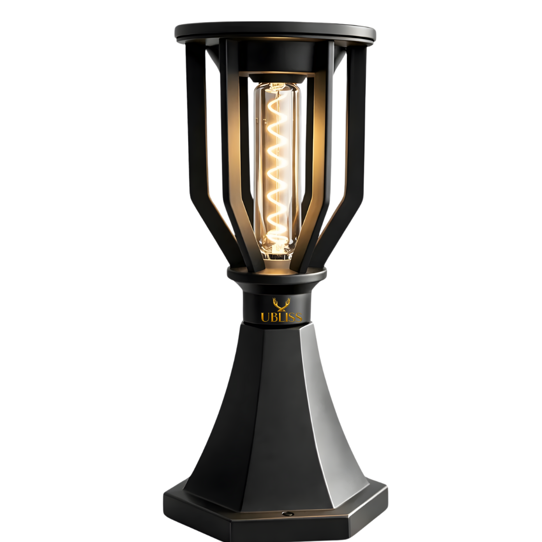 UBliss Spiral Solar Powered Outdoor Gate Light | Decorative | LED Warm White | Waterproof Garden, Fence & Pillar Lamp