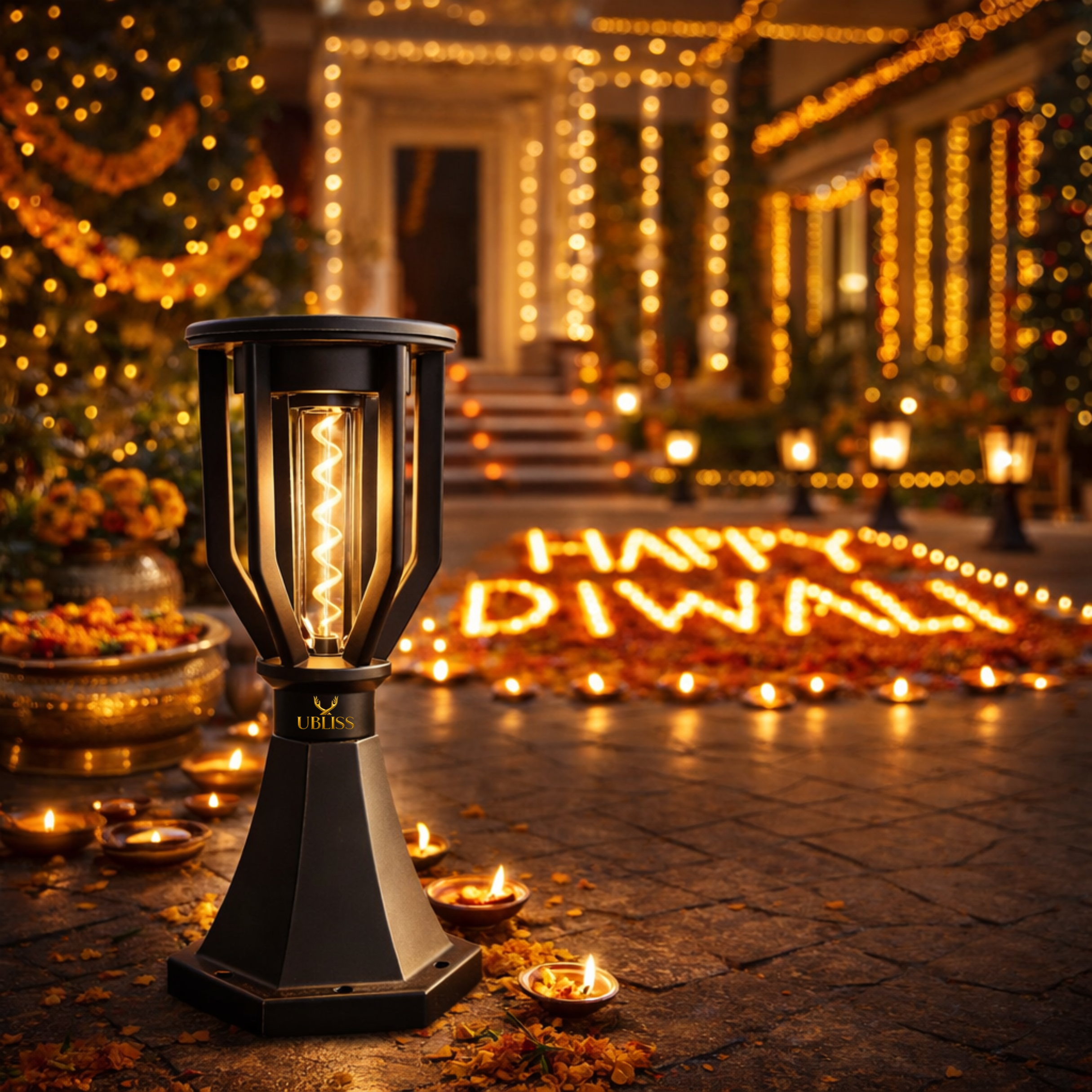 UBliss Solar Spiral Gate Light | Outdoor Decorative Hanging & Pillar Lamp | Waterproof Garden & Balcony Light | Warm White LED | Auto Dusk to Dawn | for Gate, Lawn, Patio & Pathway