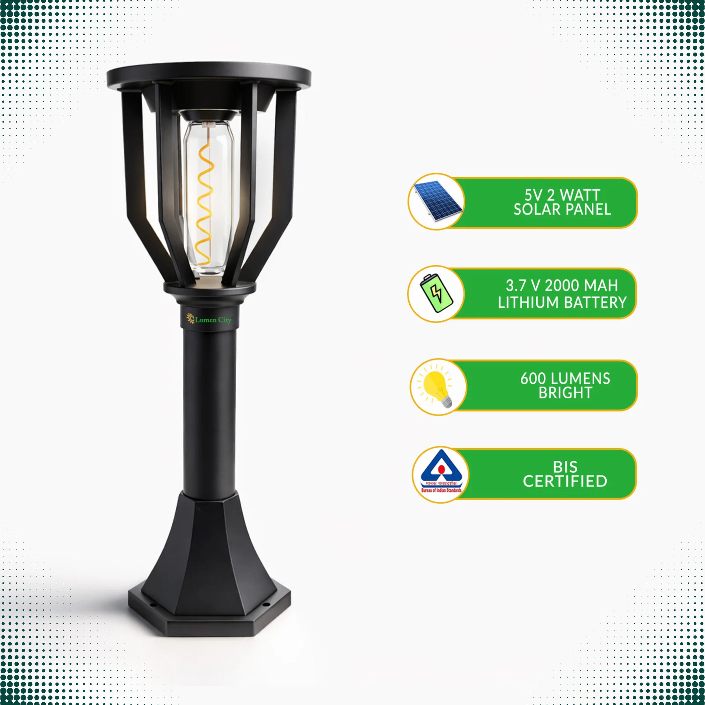 UBliss Spiral Solar Powered Outdoor Bollard Gate Light, Decorative Warm White LED Waterproof Garden, Fence, Pillar & Pathway Lamp