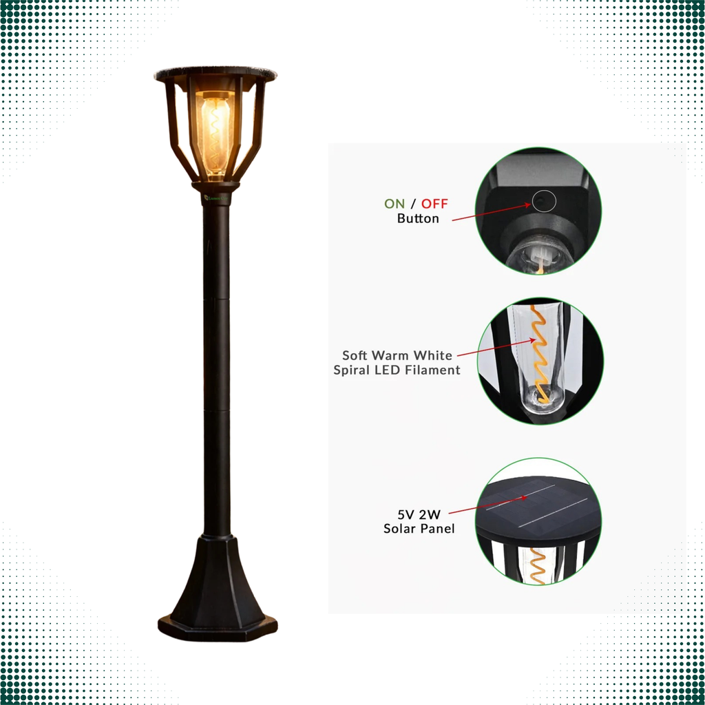 UBliss Spiral Solar Powered Outdoor Bollard Gate Light, Decorative Warm White LED Waterproof Garden, Fence, Pillar & Pathway Lamp