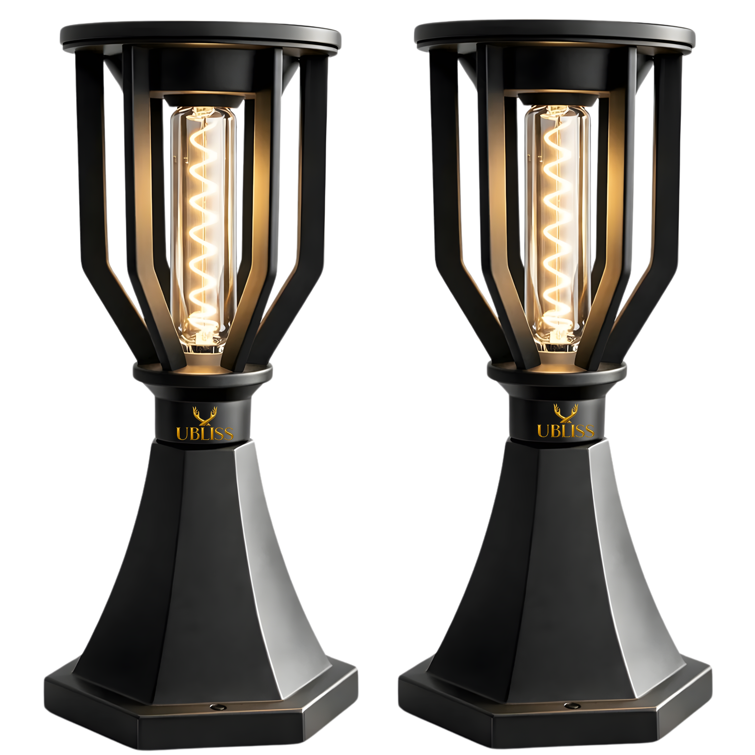 UBliss Spiral Solar Powered Outdoor Gate Light | Decorative | LED Warm White | Waterproof Garden, Fence & Pillar Lamp