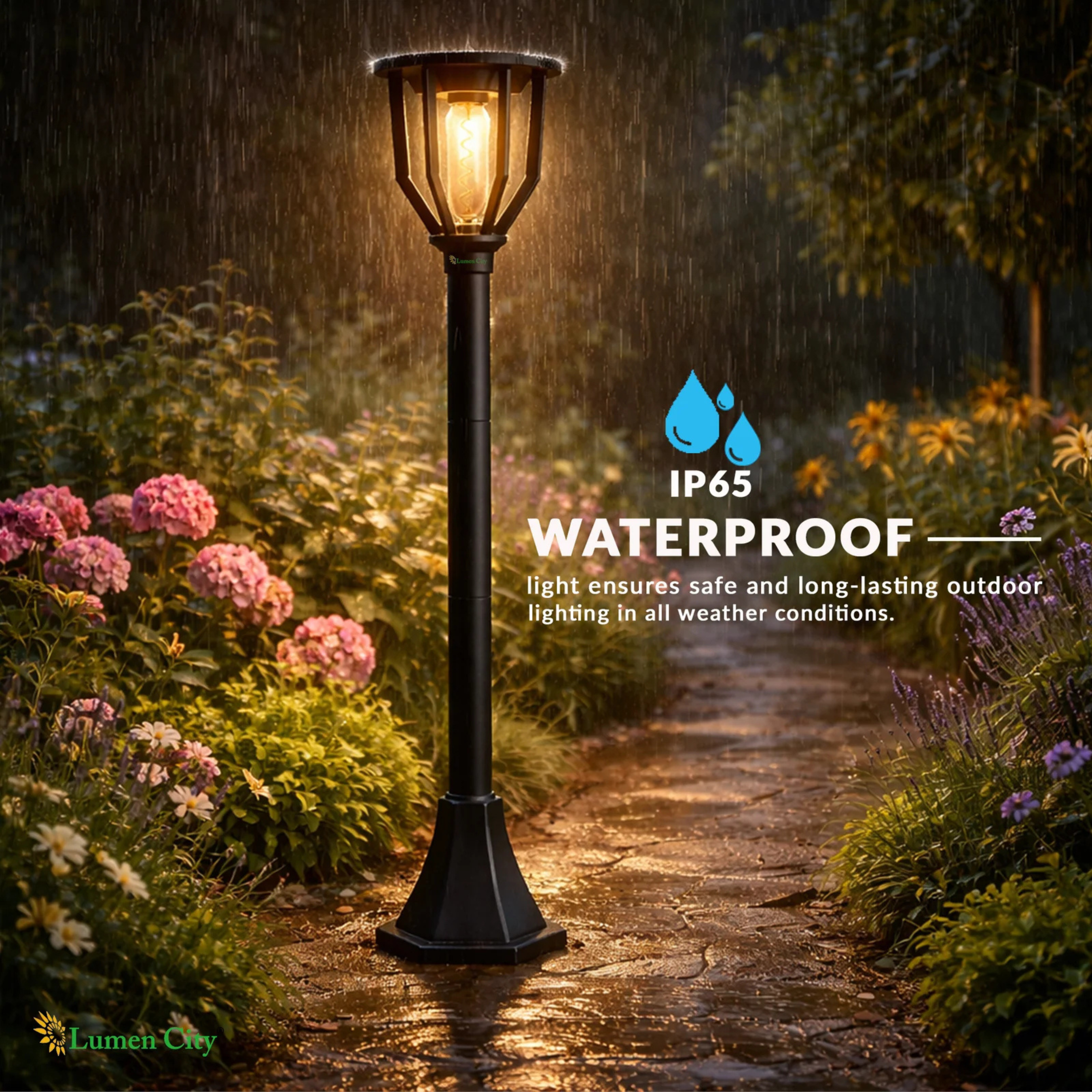 UBliss Spiral Solar Powered Outdoor Bollard Gate Light, Decorative Warm White LED Waterproof Garden, Fence, Pillar & Pathway Lamp