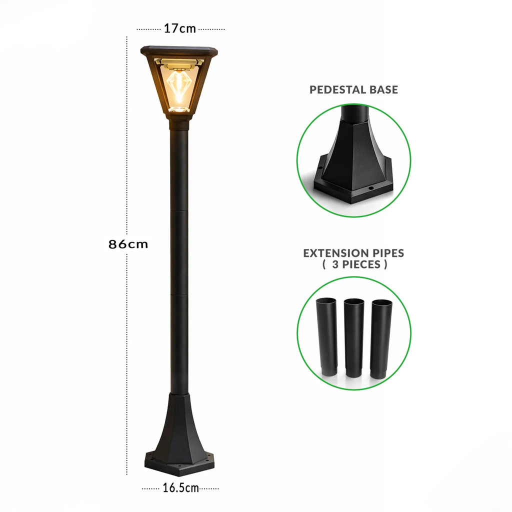 UBliss Diamond Cube Solar Powered Outdoor Bollard Gate Light | Decorative | LED Warm White | Waterproof Garden, Fence & Pillar Lamp