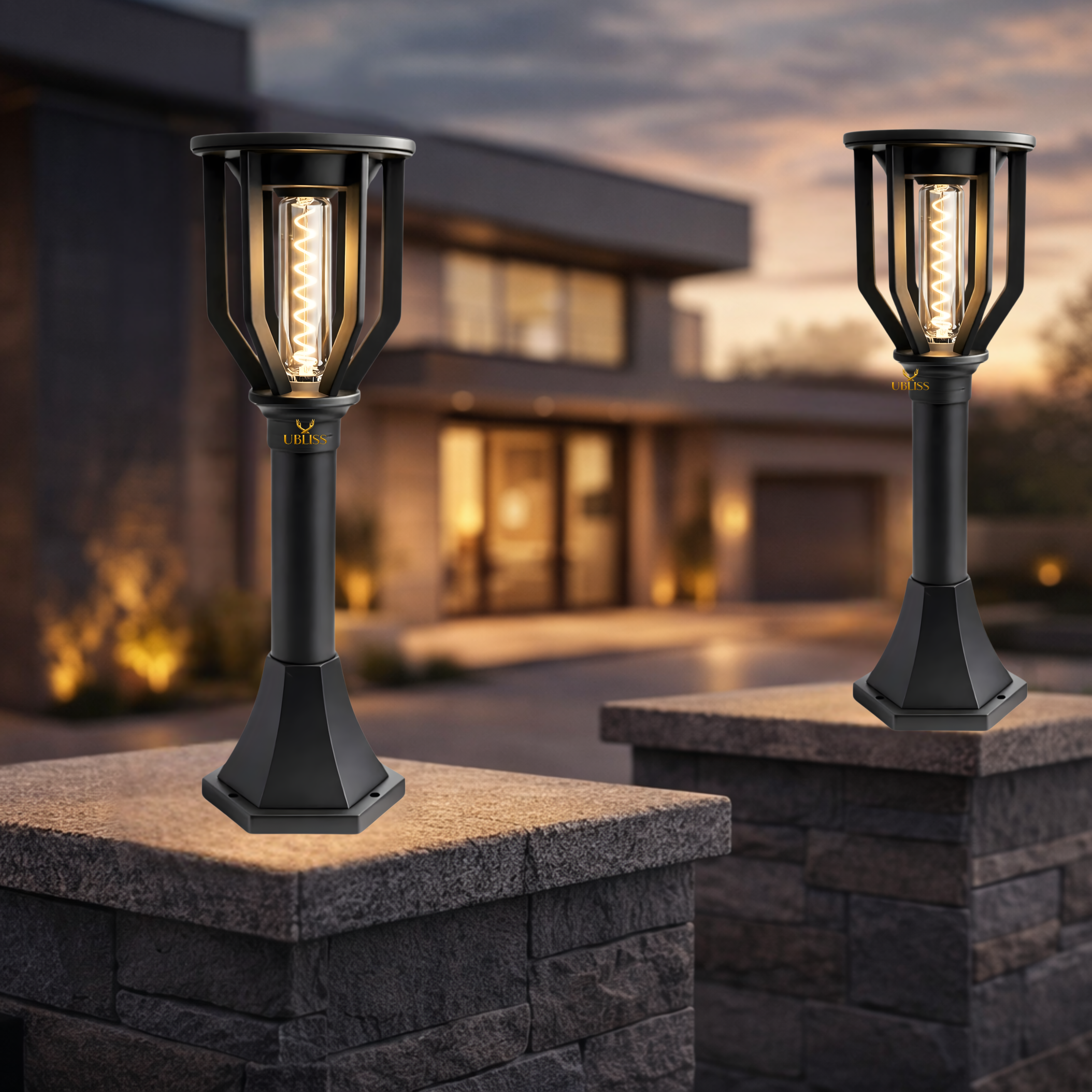 UBliss Solar Spiral Gate Light | Outdoor Waterproof Decorative Pillar & Garden Lamp | Warm White LED | Auto Dusk to Dawn | Solar Powered Light for Gate, Balcony, Lawn & Pathway