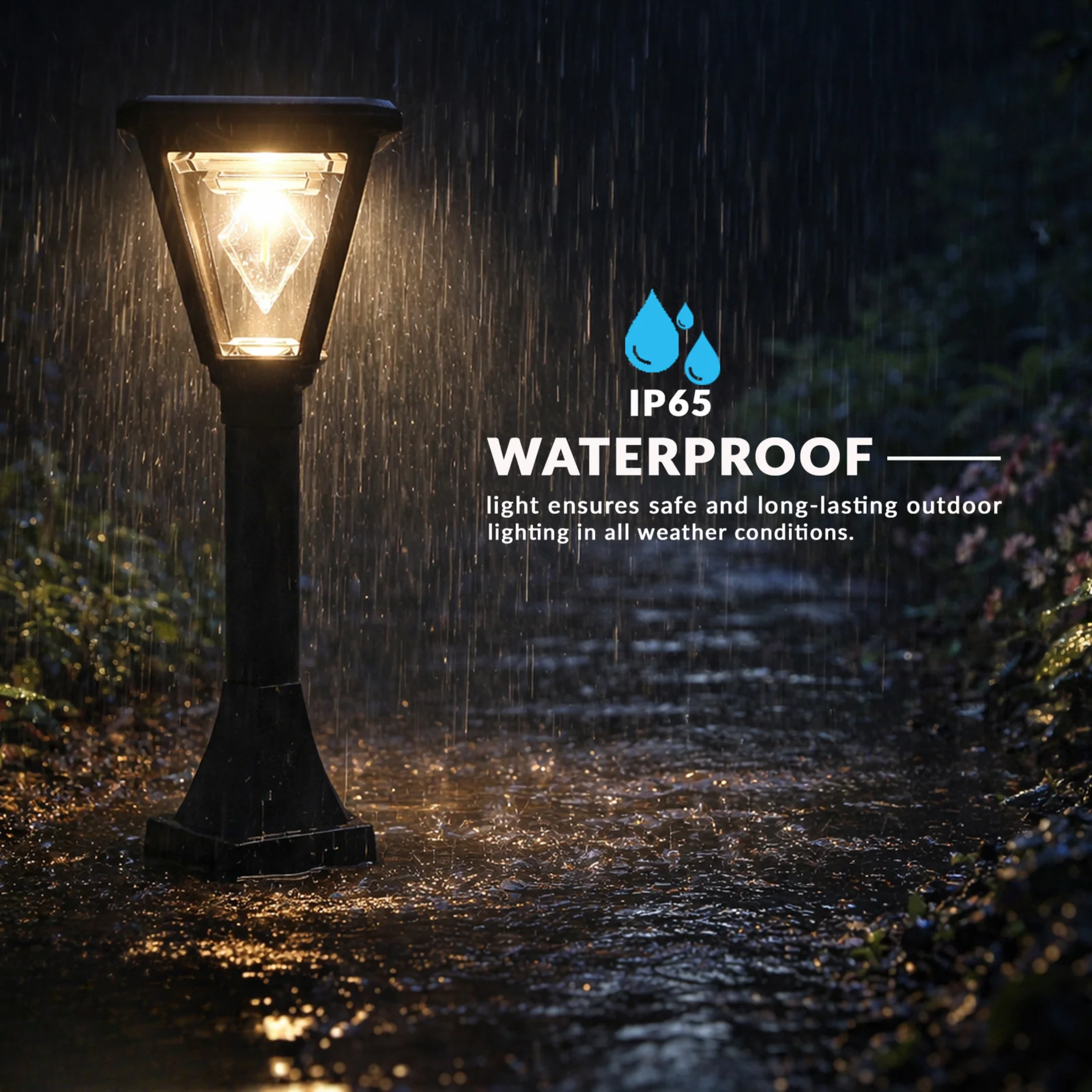 UBliss Diamond Cube Solar Powered Outdoor Bollard Gate Light | Decorative | LED Warm White | Waterproof Garden, Fence & Pillar Lamp