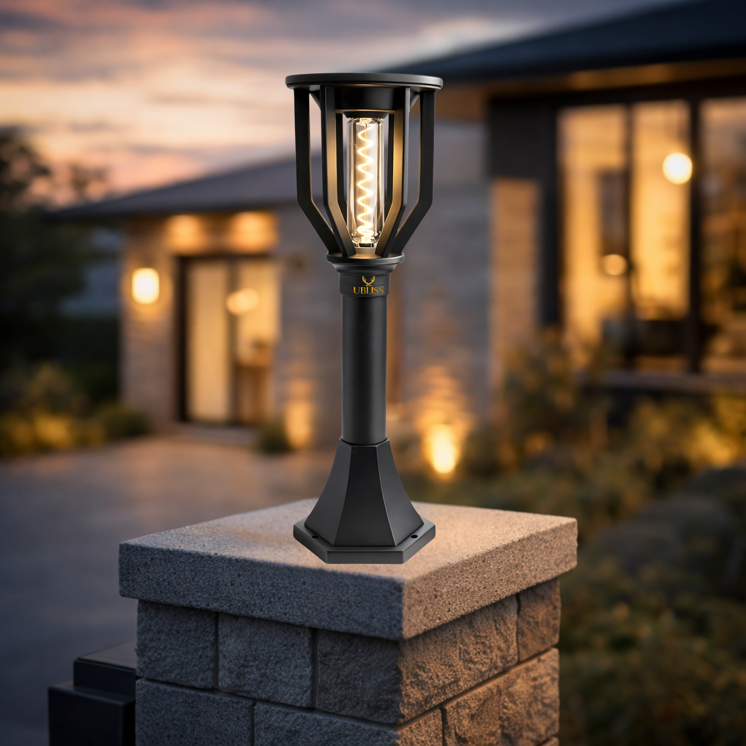 UBliss Solar Spiral Gate Light | Outdoor Waterproof Decorative Pillar & Garden Lamp | Warm White LED | Auto Dusk to Dawn | Solar Powered Light for Gate, Balcony, Lawn & Pathway