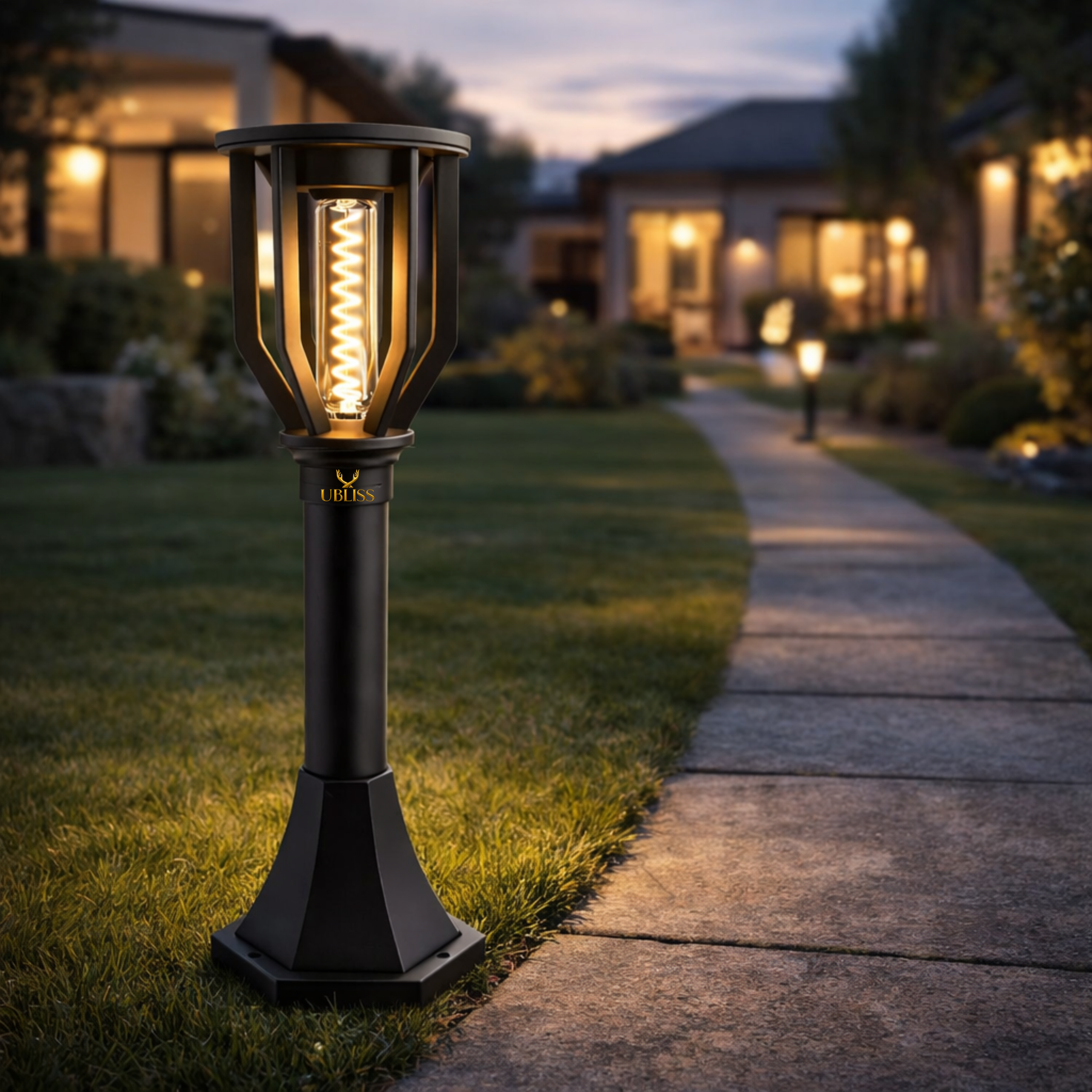 UBliss Solar Spiral Gate Light | Outdoor Waterproof Decorative Pillar & Garden Lamp | Warm White LED | Auto Dusk to Dawn | Solar Powered Light for Gate, Balcony, Lawn & Pathway