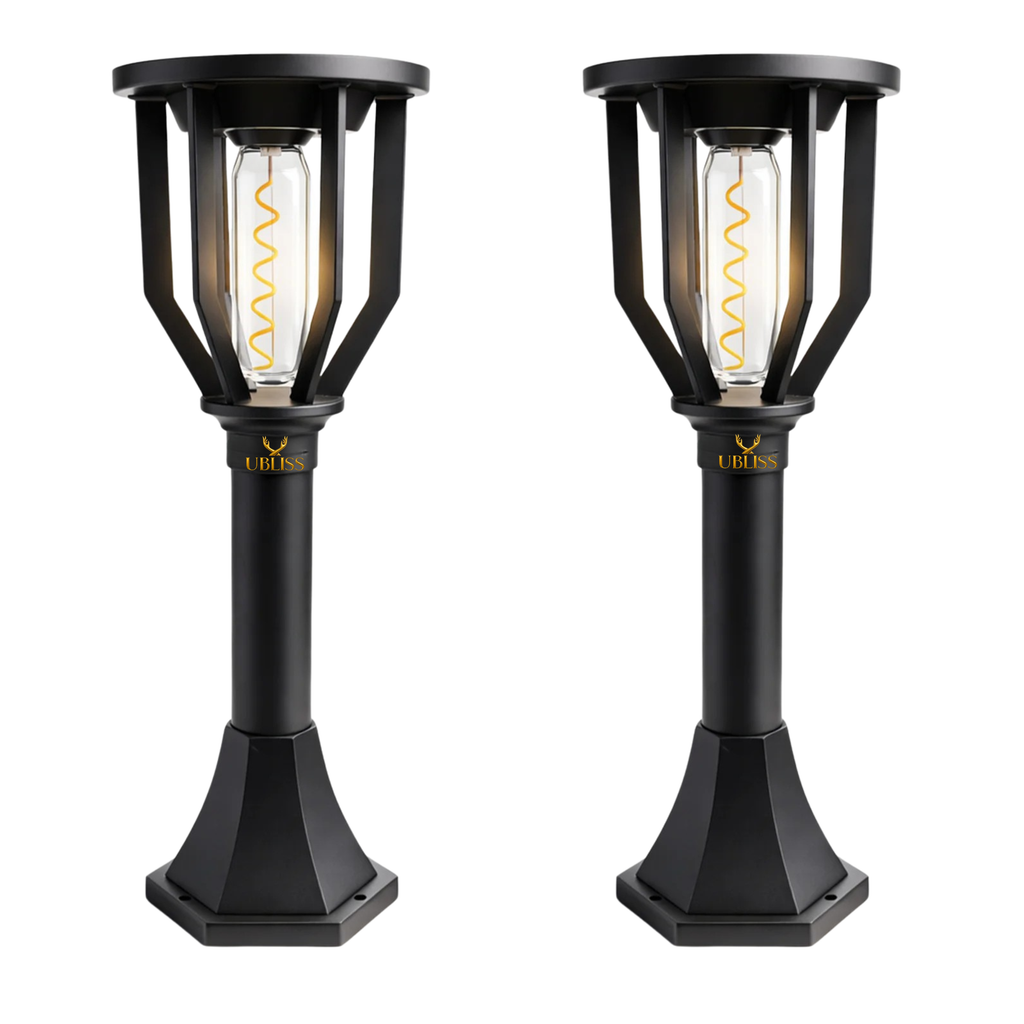 UBliss Spiral Solar Powered Outdoor Bollard Gate Light, Decorative Warm White LED Waterproof Garden, Fence, Pillar & Pathway Lamp