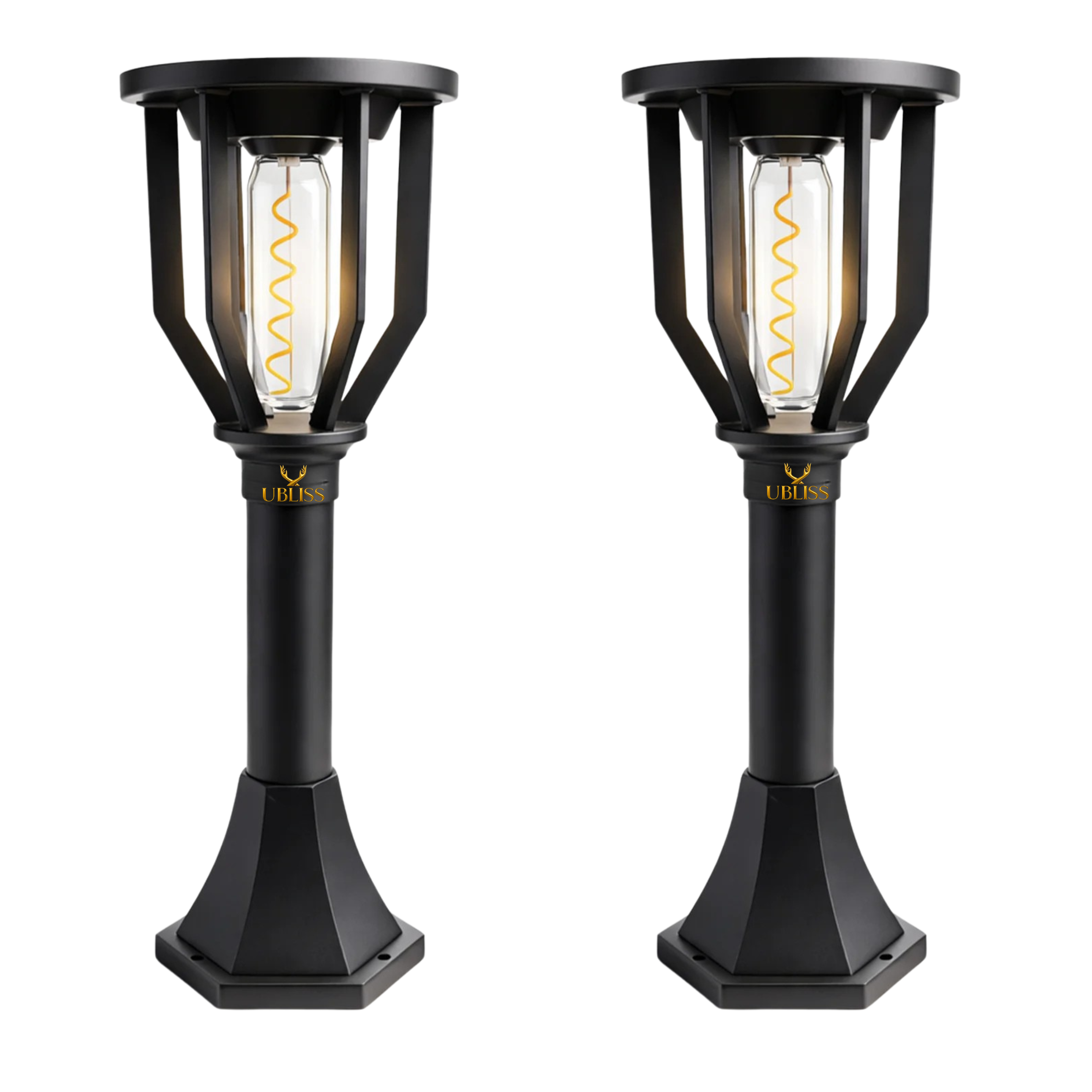 UBliss Spiral Solar Powered Outdoor Bollard Gate Light, Decorative Warm White LED Waterproof Garden, Fence, Pillar & Pathway Lamp