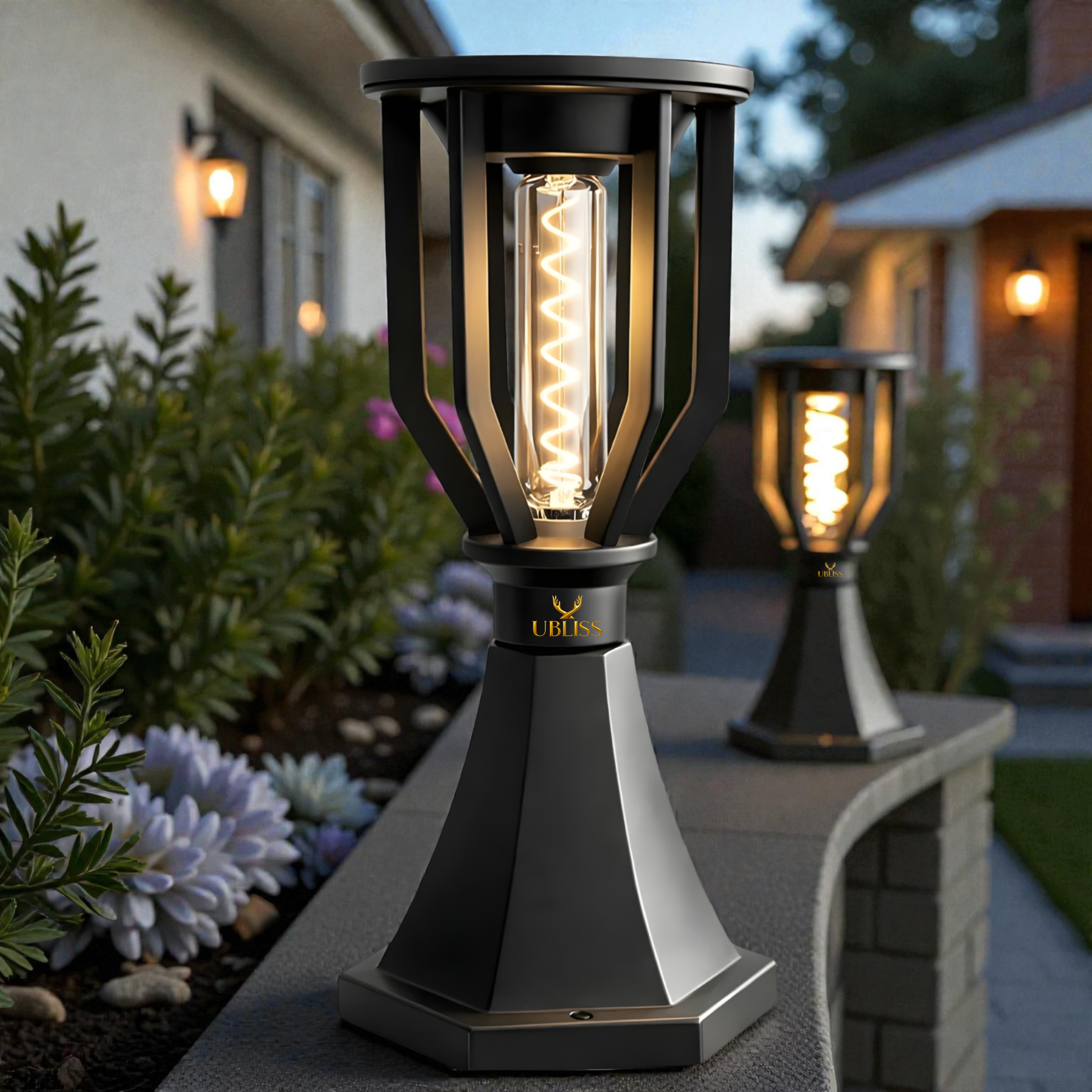 UBliss Solar Spiral Gate Light | Outdoor Decorative Hanging & Pillar Lamp | Waterproof Garden & Balcony Light | Warm White LED | Auto Dusk to Dawn | for Gate, Lawn, Patio & Pathway