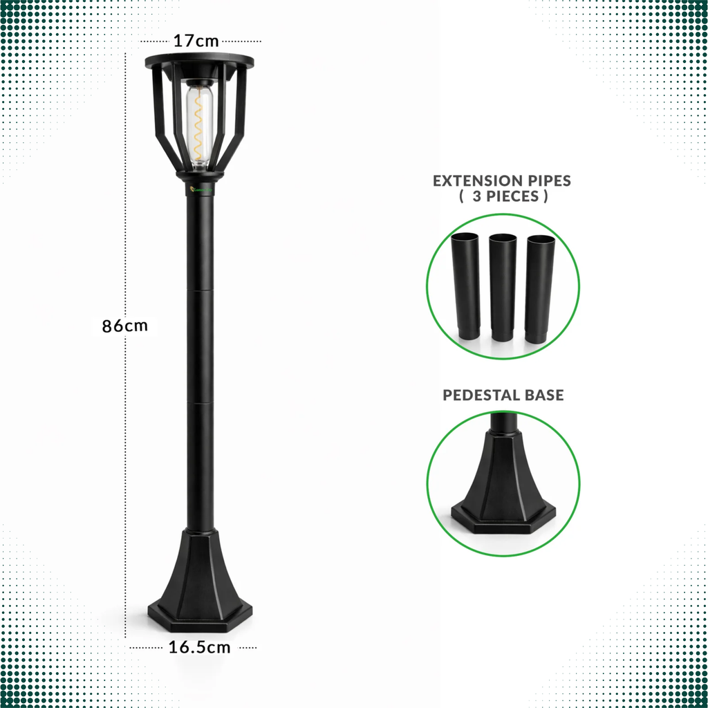 UBliss Spiral Solar Powered Outdoor Bollard Gate Light, Decorative Warm White LED Waterproof Garden, Fence, Pillar & Pathway Lamp