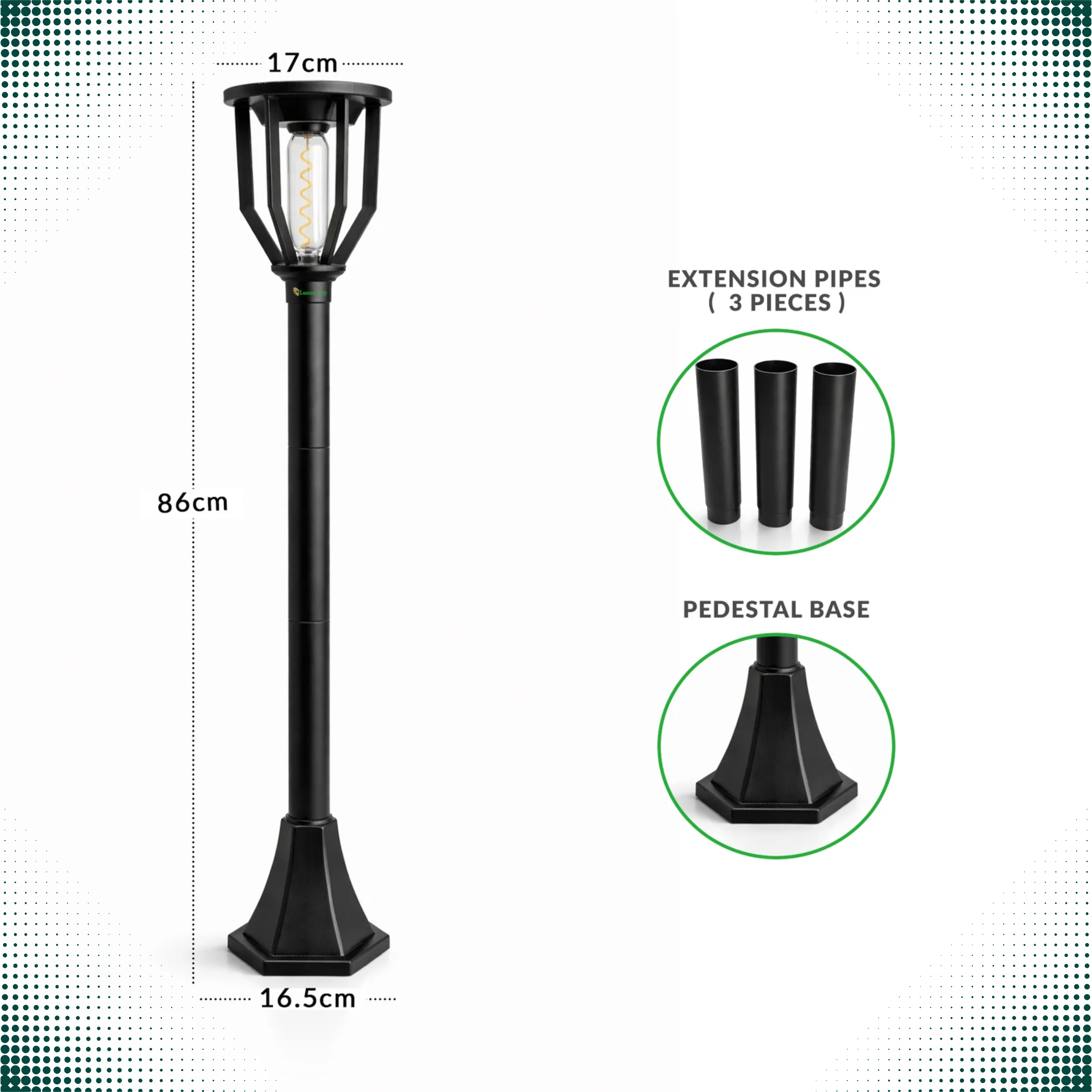 UBliss Spiral Solar Powered Outdoor Bollard Gate Light, Decorative Warm White LED Waterproof Garden, Fence, Pillar & Pathway Lamp