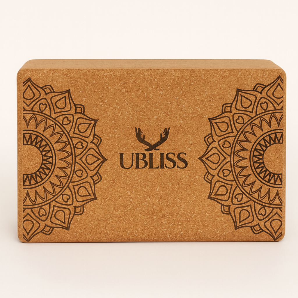 UBliss Cork Yoga Block with Mandala Design | Eco-Friendly, Non-Slip & Durable | Support for Yoga, Pilates & Meditation