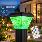 UBliss RGB Solar Bollard Light with Remote Control, Color Changing LED For Outdoor&nbsp;