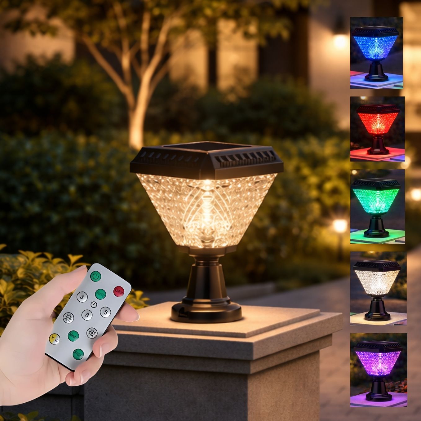 UBliss LED Solar Garden Lights with Remote Control | RGB Mode | Waterproof LED Pathway Lights for Outdoor Decoration, Driveways, and Landscaping