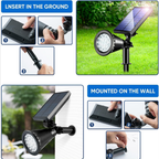 Solar RGB Spotlight with 18 LEDs, Color Changing Outdoor Garden Light, Waterproof Landscape Lamp with Adjustable Solar Panel & Auto Dusk to Dawn Sensor for Yard, Wall & Pathway Lighting