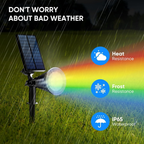 Solar RGB Spotlight with 18 LEDs, Color Changing Outdoor Garden Light, Waterproof Landscape Lamp with Adjustable Solar Panel & Auto Dusk to Dawn Sensor for Yard, Wall & Pathway Lighting