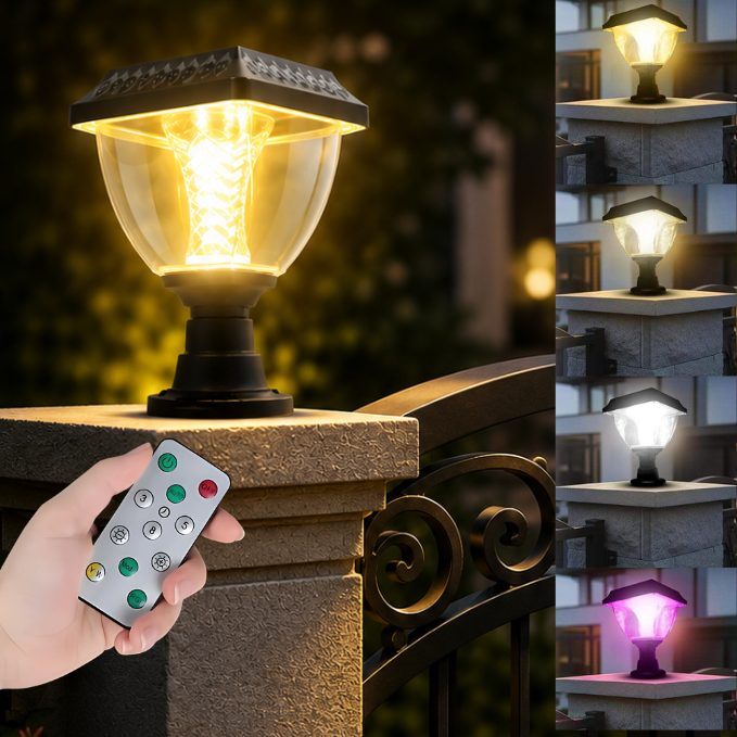 Premium Solar RGB Gate Light With Remote Control for a Stylish & Secure Entrance