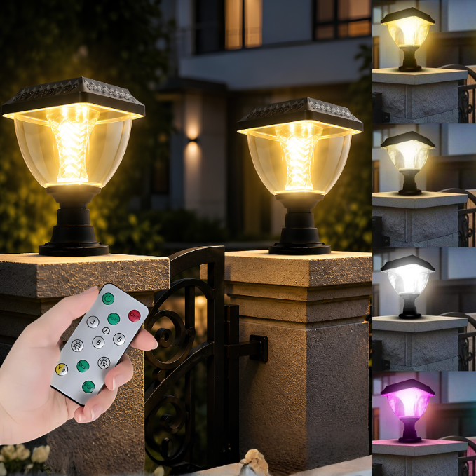 Premium Solar RGB Gate Light With Remote Control for a Stylish & Secure Entrance