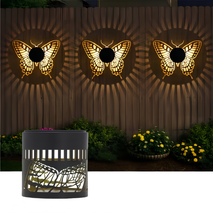 UBliss Solar Butterfly Shadow Garden Wall Light