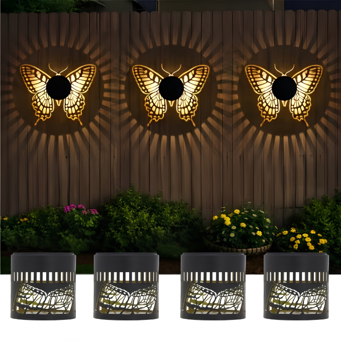 UBliss Solar Butterfly Shadow Garden Wall Light