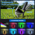 Solar RGB Spotlight with 18 LEDs, Color Changing Outdoor Garden Light, Waterproof Landscape Lamp with Adjustable Solar Panel & Auto Dusk to Dawn Sensor for Yard, Wall & Pathway Lighting