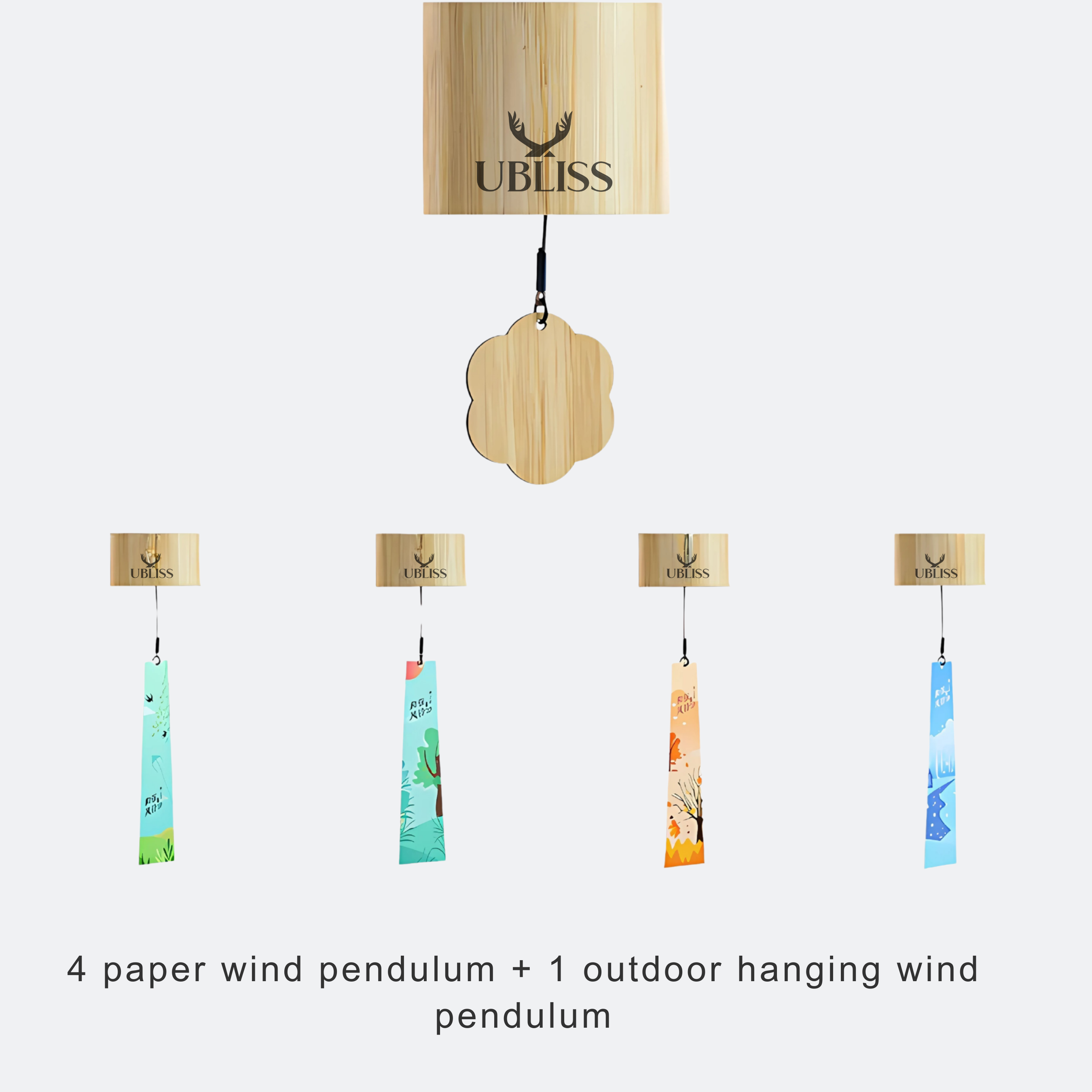 UBliss Bamboo Wind Chime Combo Pack Of 2 (Winter + Summer) – Handcrafted Natural Chimes with Relaxing Sound, Perfect for Garden, Balcony, Meditation