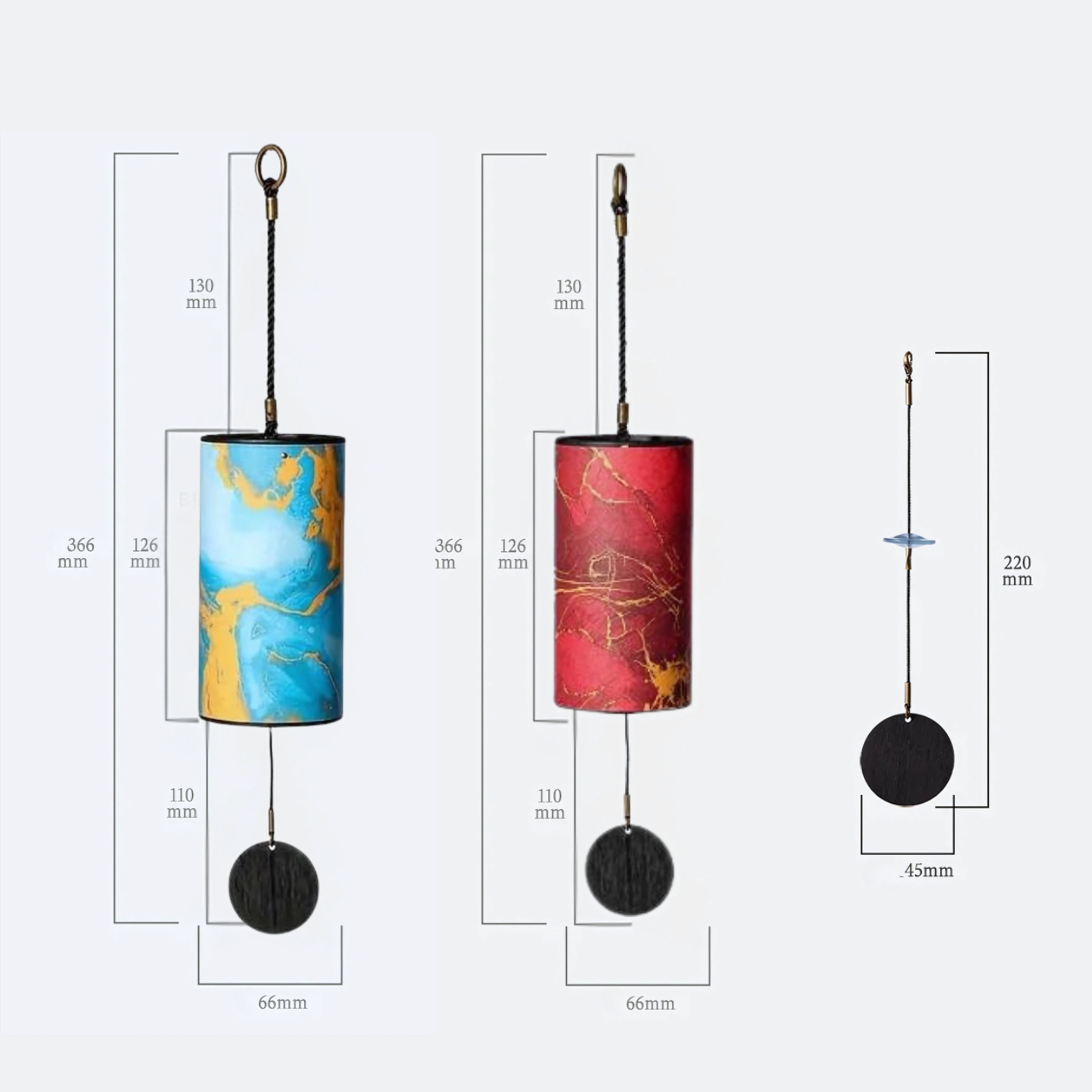 UBliss (Red+Blue ) 9 Bars Nanmu Bamboo & Specialty Paper Wind Chime Combo Pack of 2 - Energy Series for Mindfulness, Yoga, Relaxation, Sound Healing