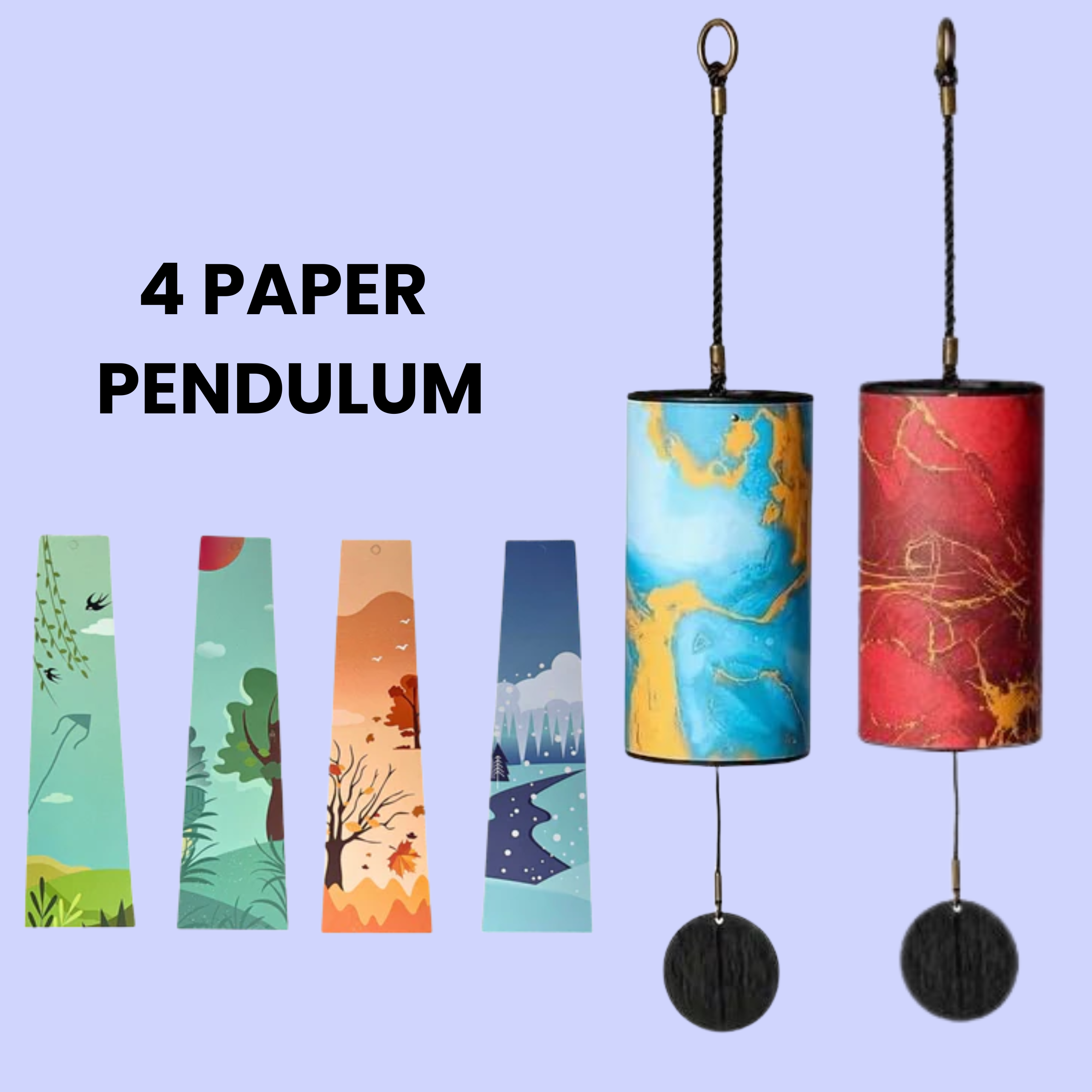 UBliss (Red+Blue ) 9 Bars Nanmu Bamboo & Specialty Paper Wind Chime Combo Pack of 2 - Energy Series for Mindfulness, Yoga, Relaxation, Sound Healing