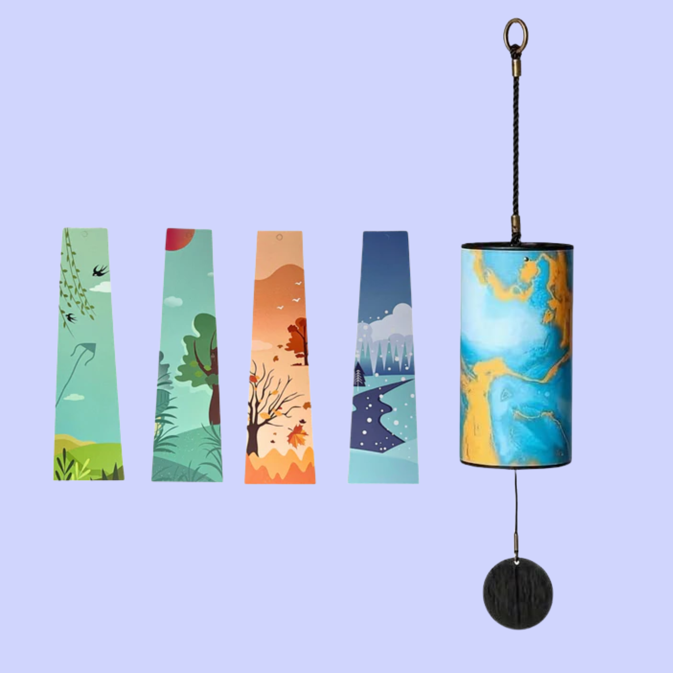 UBliss (Red+Blue ) 9 Bars Nanmu Bamboo & Specialty Paper Wind Chime Combo Pack of 2 - Energy Series for Mindfulness, Yoga, Relaxation, Sound Healing