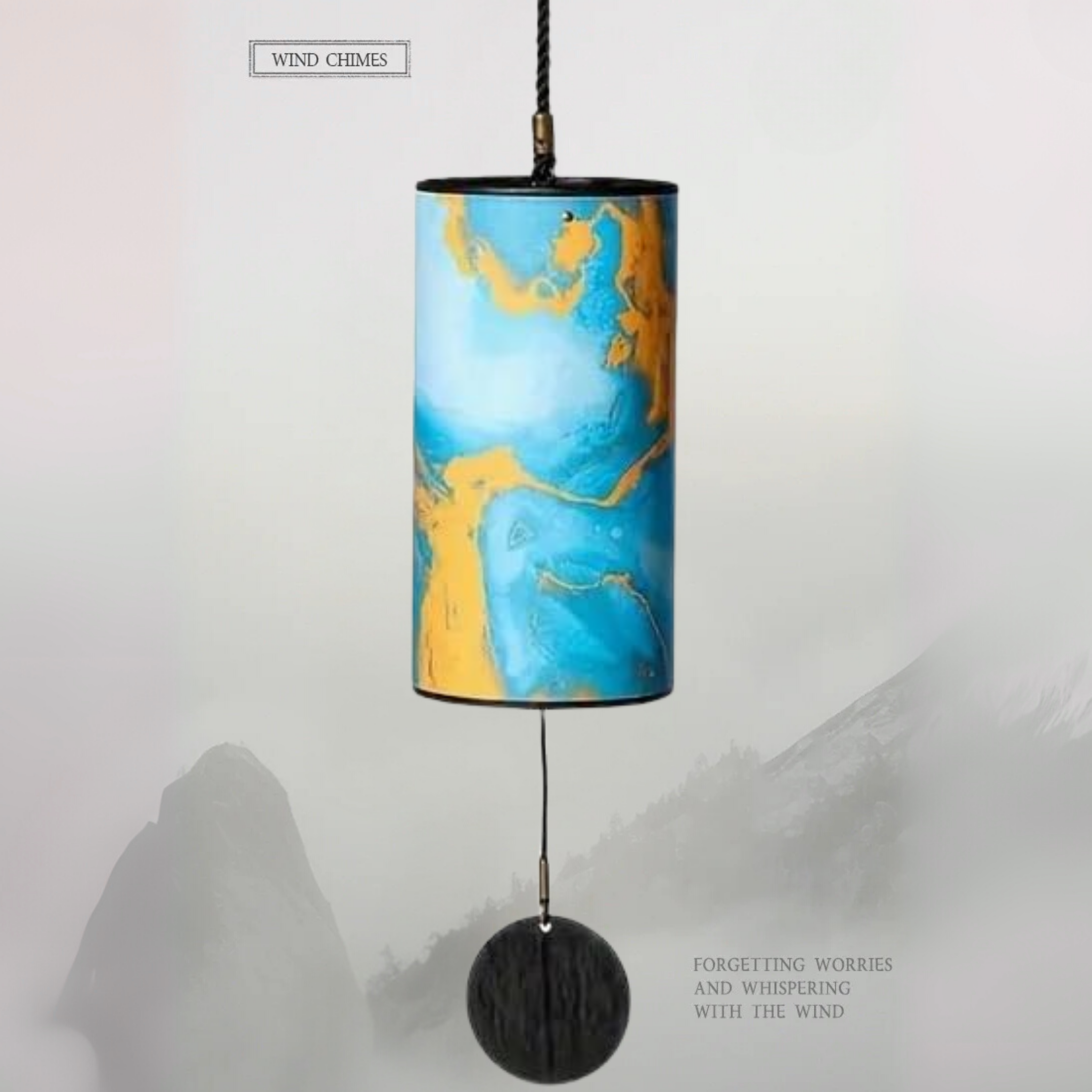 UBliss (Red+Blue ) 9 Bars Nanmu Bamboo & Specialty Paper Wind Chime Combo Pack of 2 - Energy Series for Mindfulness, Yoga, Relaxation, Sound Healing