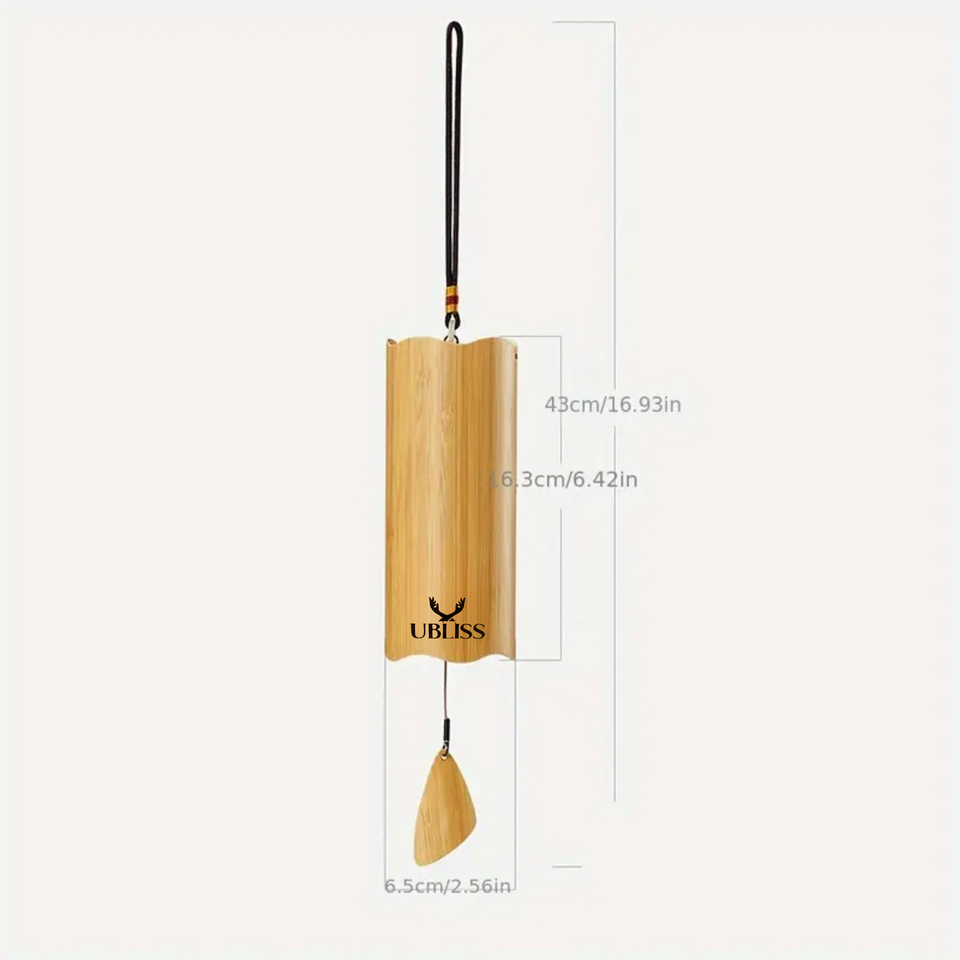 UBliss Wave Series Wind Chime – 8 Bar Double Swing Meditation Chime with Natural Bamboo, Calming Sound for Yoga, Relaxation, Healing & Home Décor