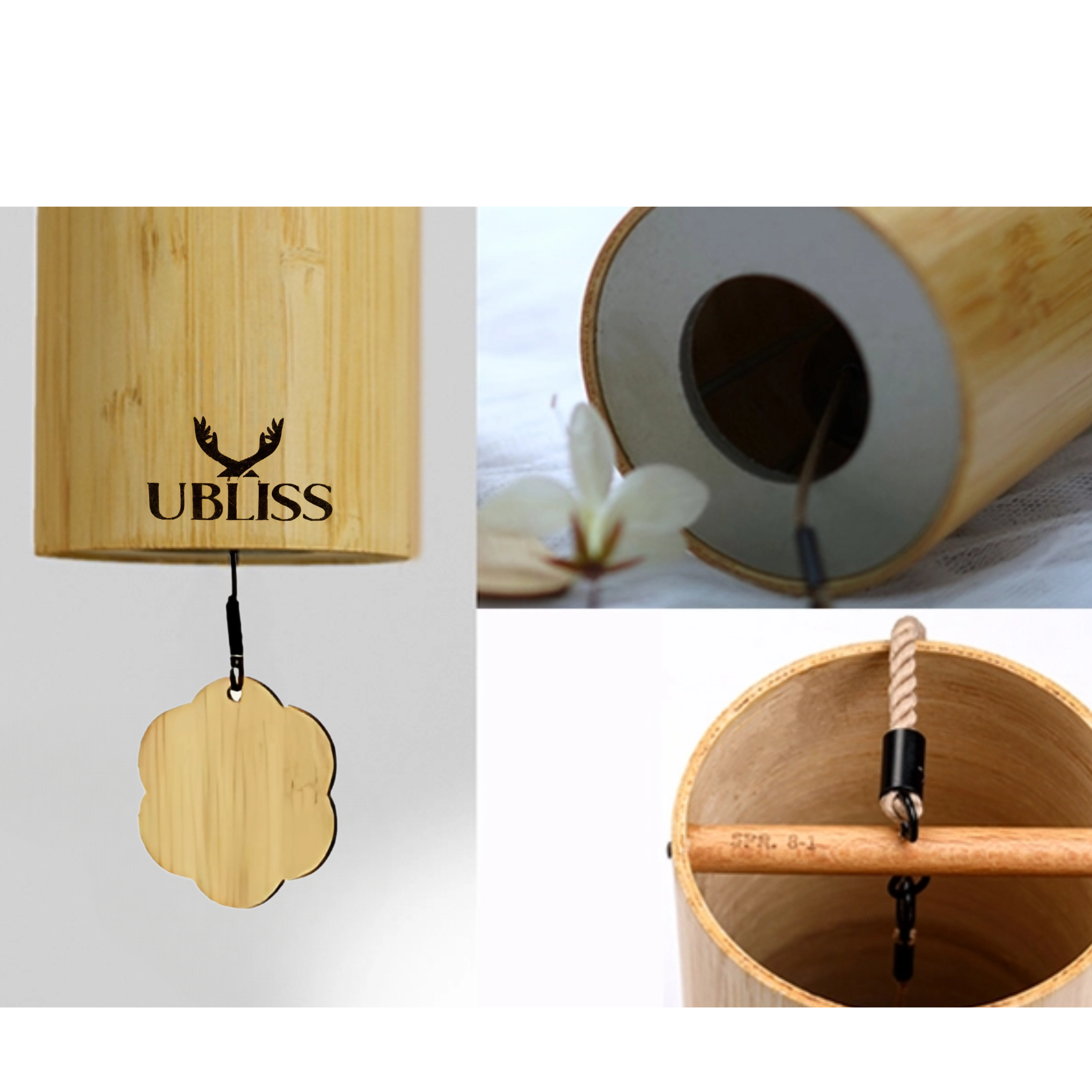 UBliss Bamboo Wind Chime Combo (Summer + Winter + Wave) – Handcrafted Natural Chimes with Relaxing Sound, Perfect for Garden, Meditation & Outdoor