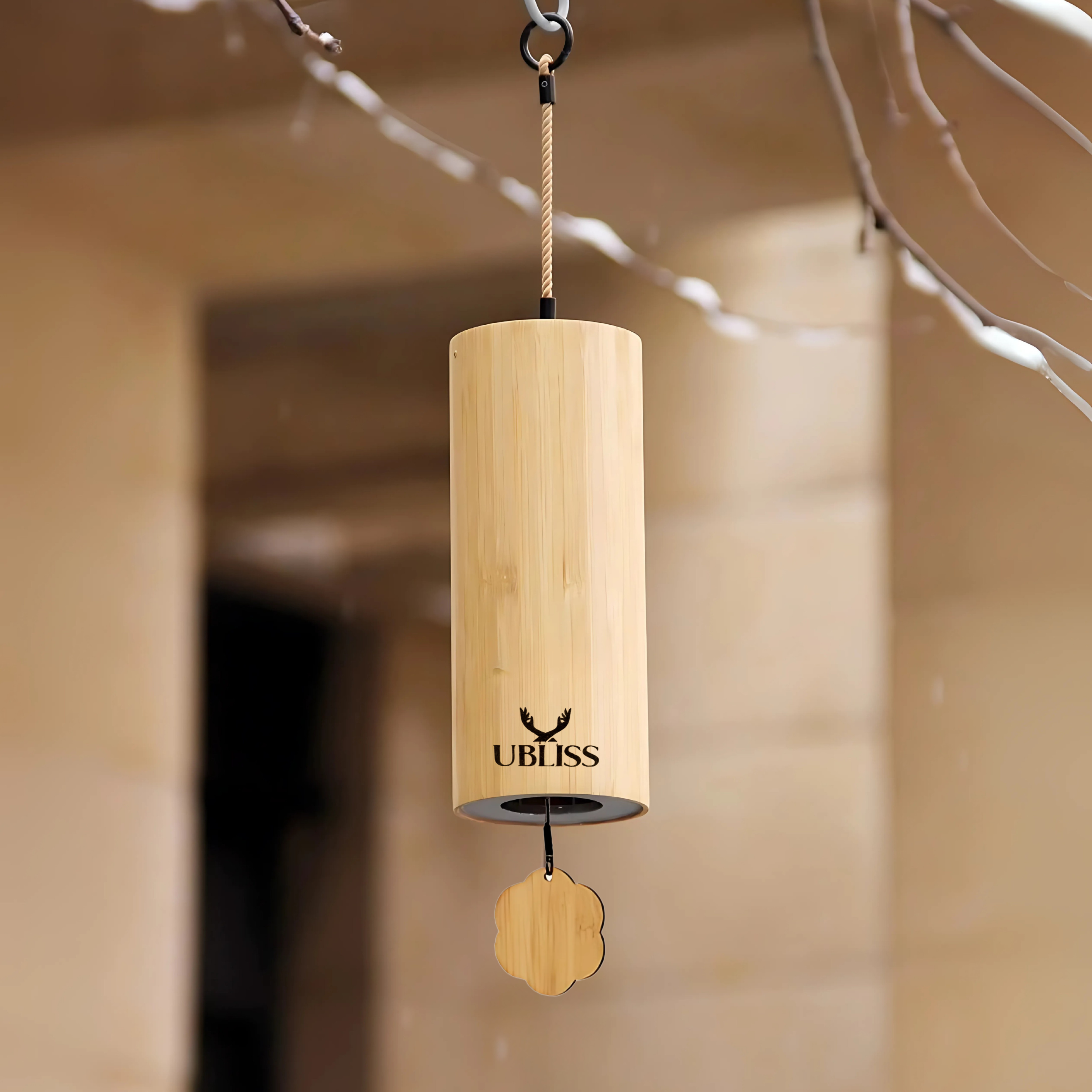 UBliss Bamboo Wind Chime (Winter) – Handcrafted Natural Chimes with Relaxing Sound, Perfect for Garden, Balcony, Meditation & Outdoor Home Decor