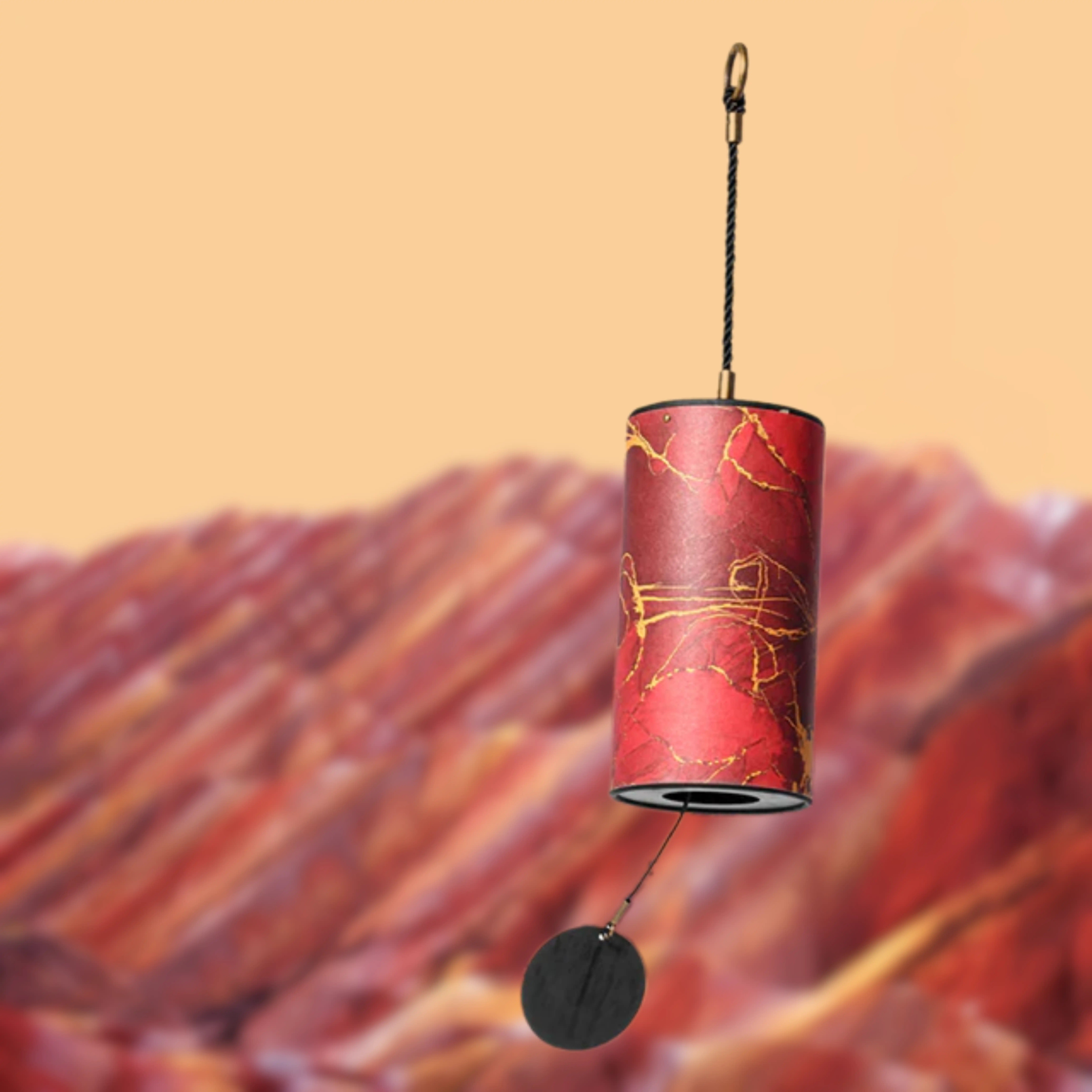 UBliss Red (Speciality Paper) 9-Note Meditation Wind Chime – Tuned Octagon Bars, Energy Series for Yoga, Relaxation, Sound Healing & Outdoor Decor